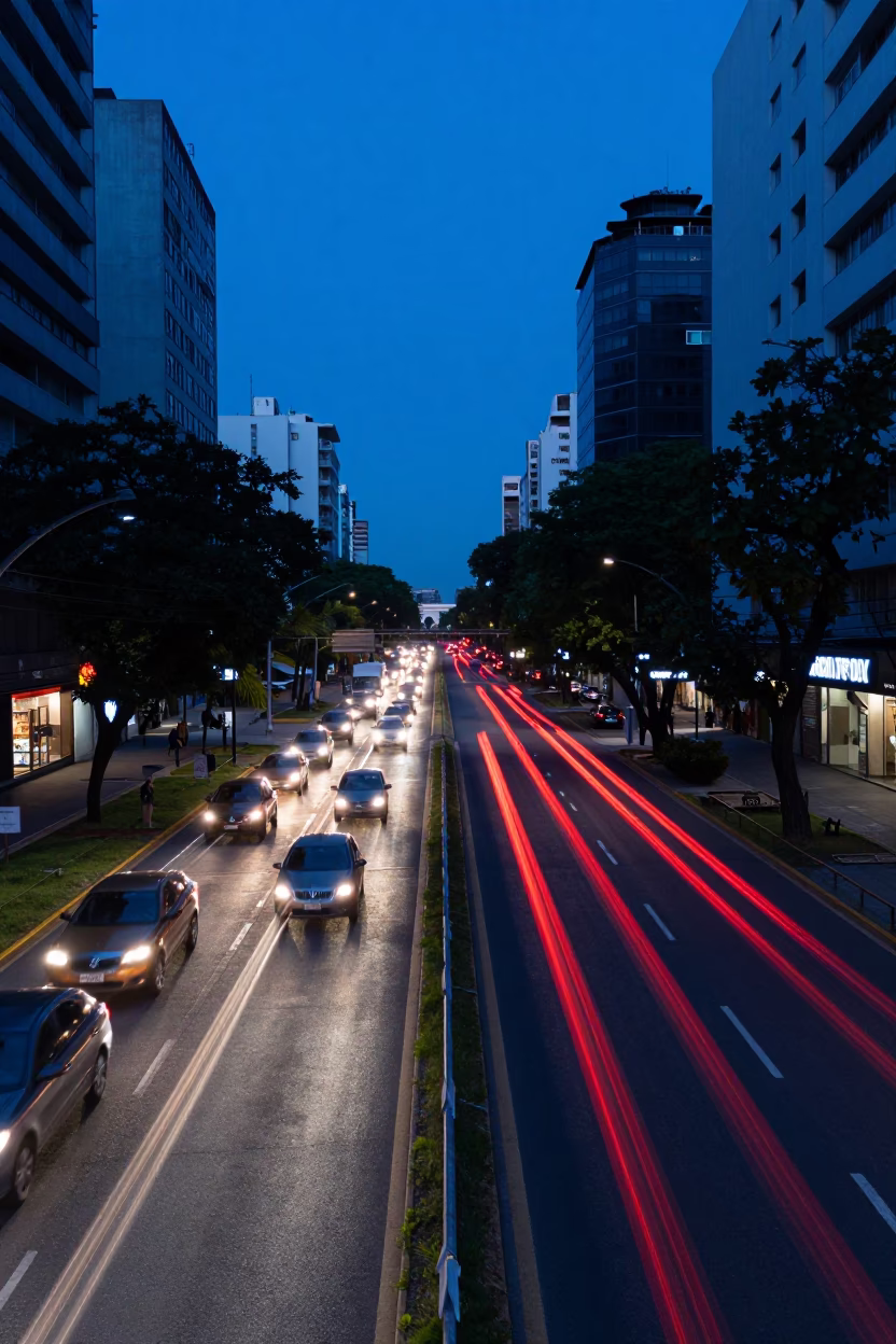 Taillight Streaks in Buenos Aires at The Last Blue Light Of Evening in in Buenos Aires, Argentina