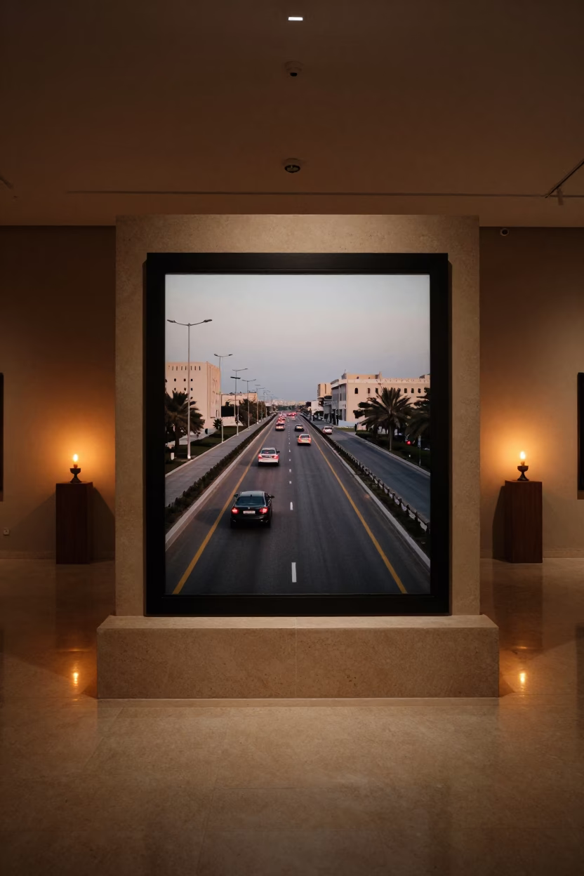 Taillights Highway View Museum Plinth in on a museum plinth near Muscat