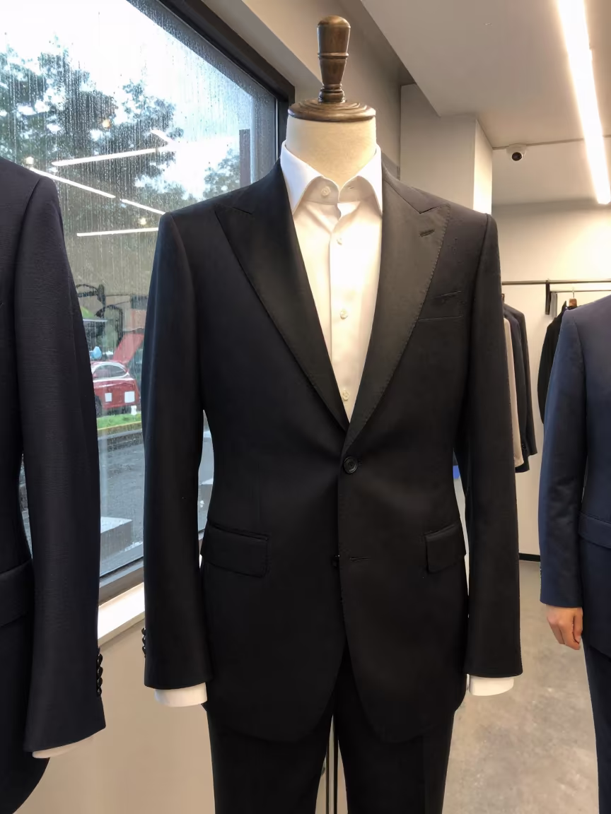 Tailor Basting Lapels Rain Window Beijing in in a backstage changing corridor near Beijing