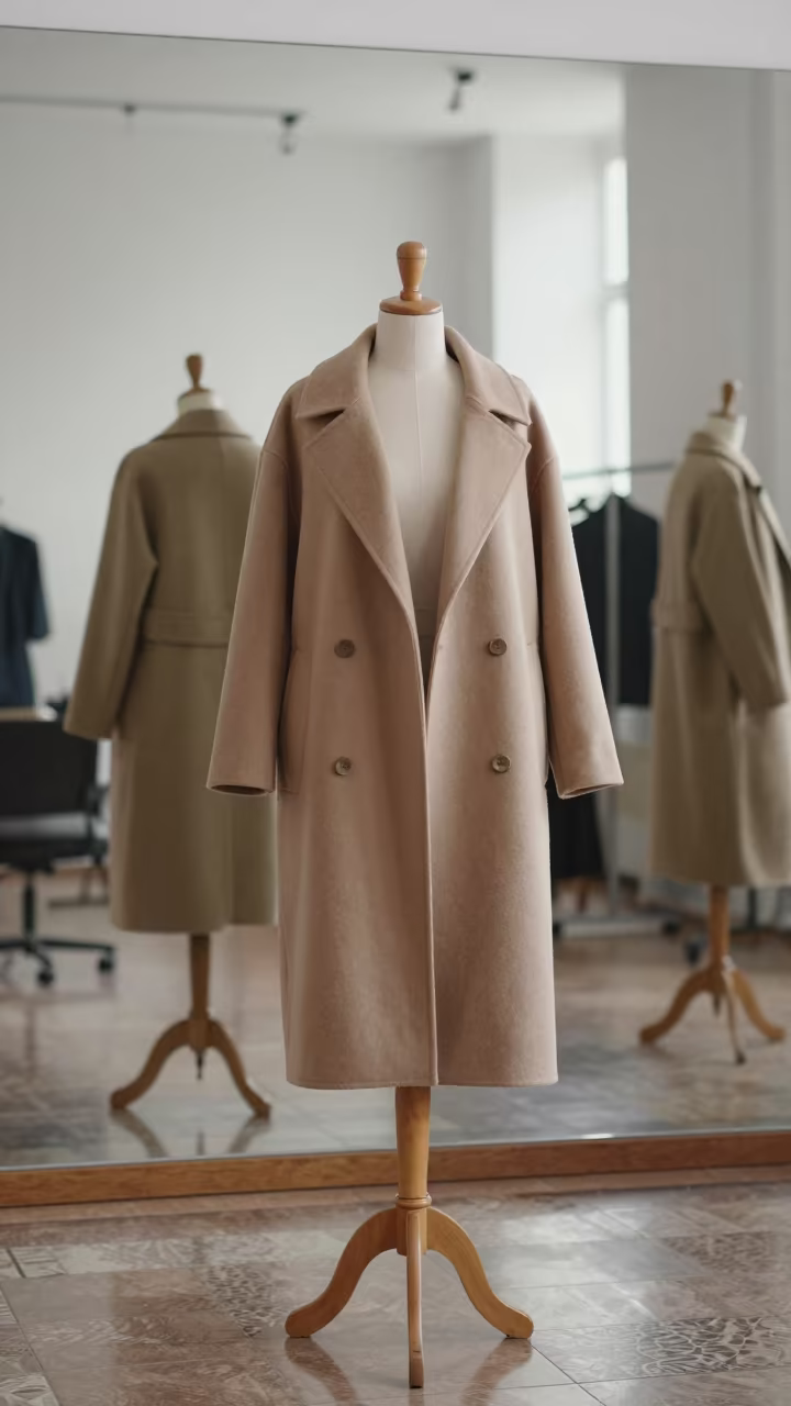 Tailor Fitting Coat on Dress Form in inside a couture atelier in Hue