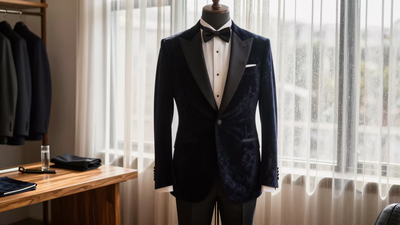 Tailor Fitting Shawl Collar Tuxedo in Masvingo Atelier in inside a couture atelier in Masvingo