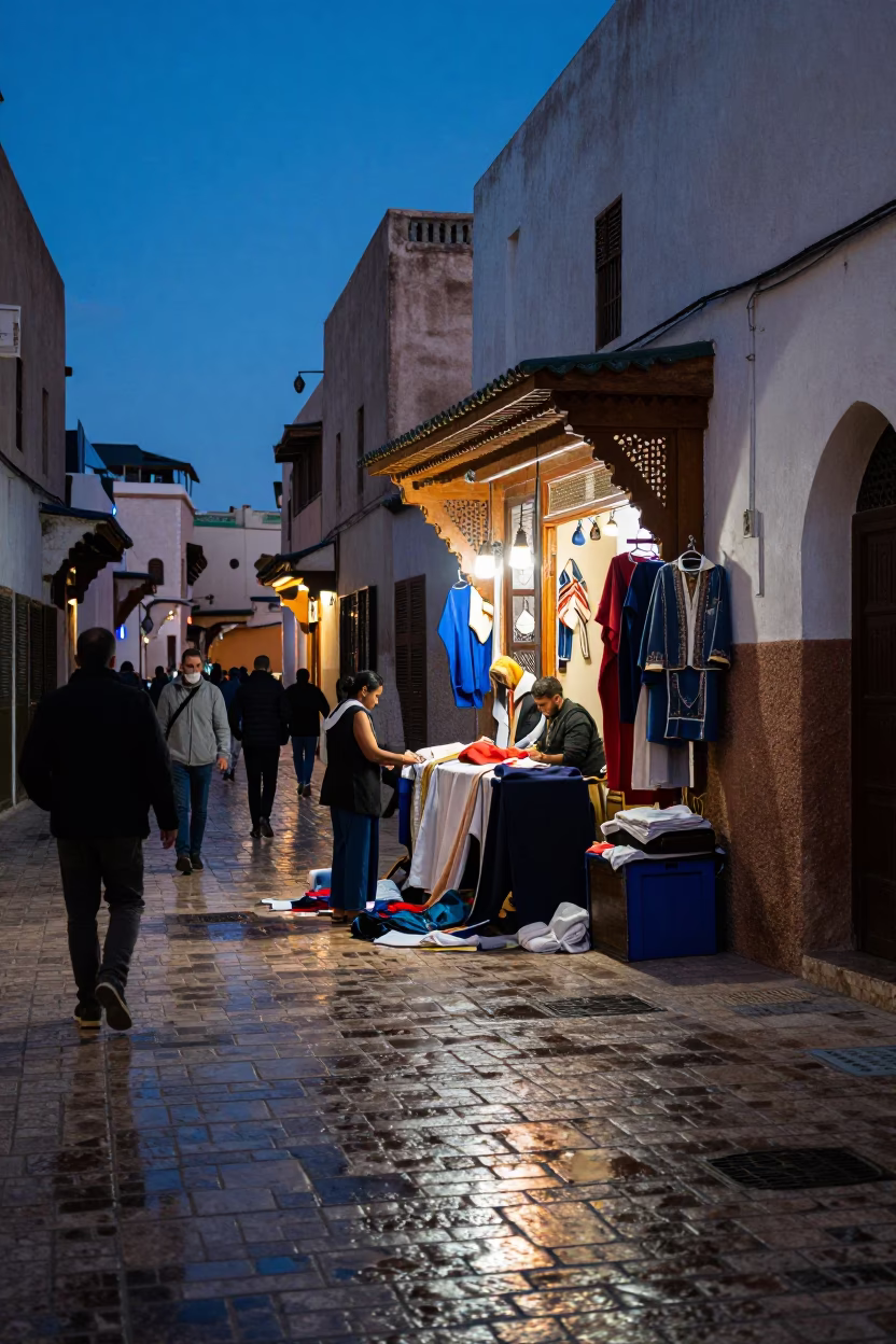 Tailor's Stall in Casablanca in in Casablanca, Morocco