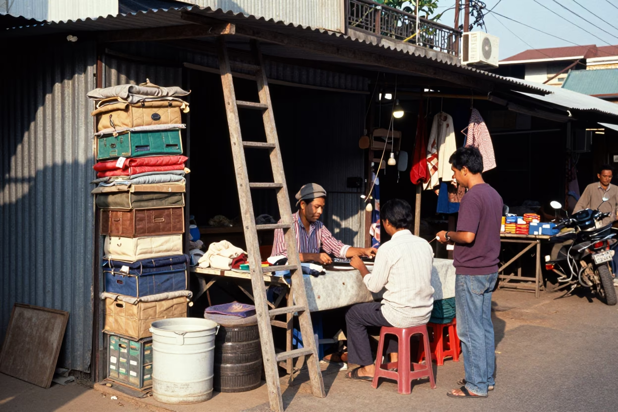 Tailor Stall in Phnom Penh in in Phnom Penh, Cambodia