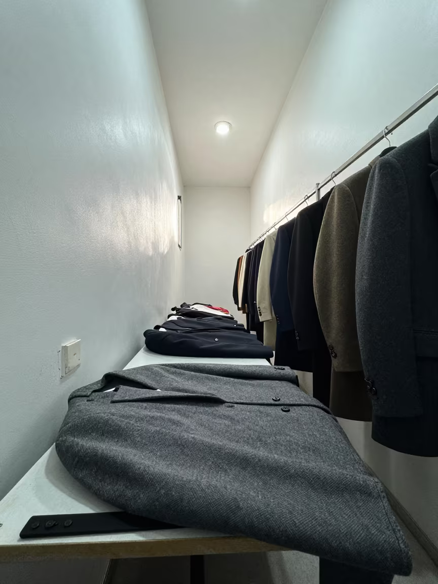 Tailor Table Outerwear Bhopal Backstage Noon in in a backstage changing corridor in Bhopal