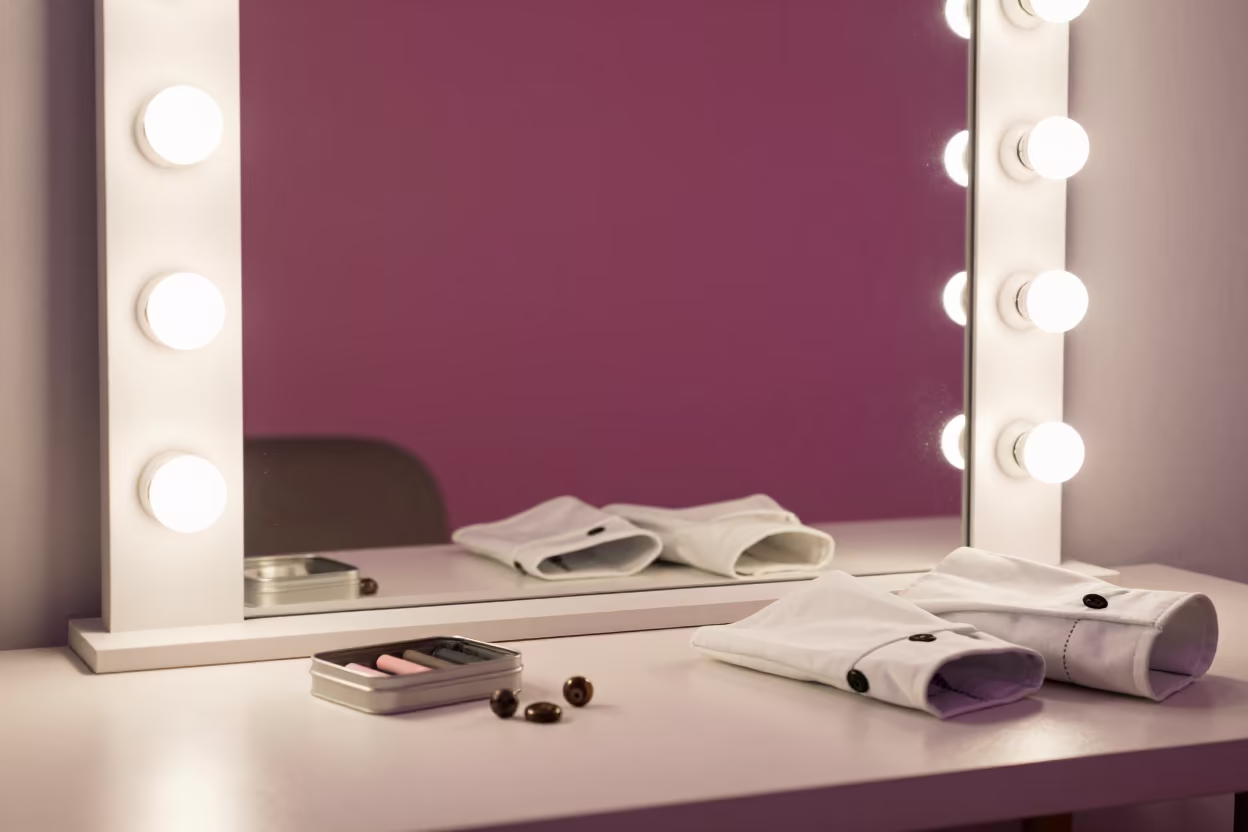 Tailor Tools Mirror Muzaffarpur Sky in beside a mirror lined with makeup bulbs in Muzaffarpur