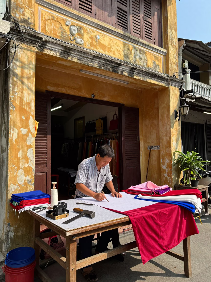 Tailor Workbench in Hoi An in in Hoi An, Vietnam