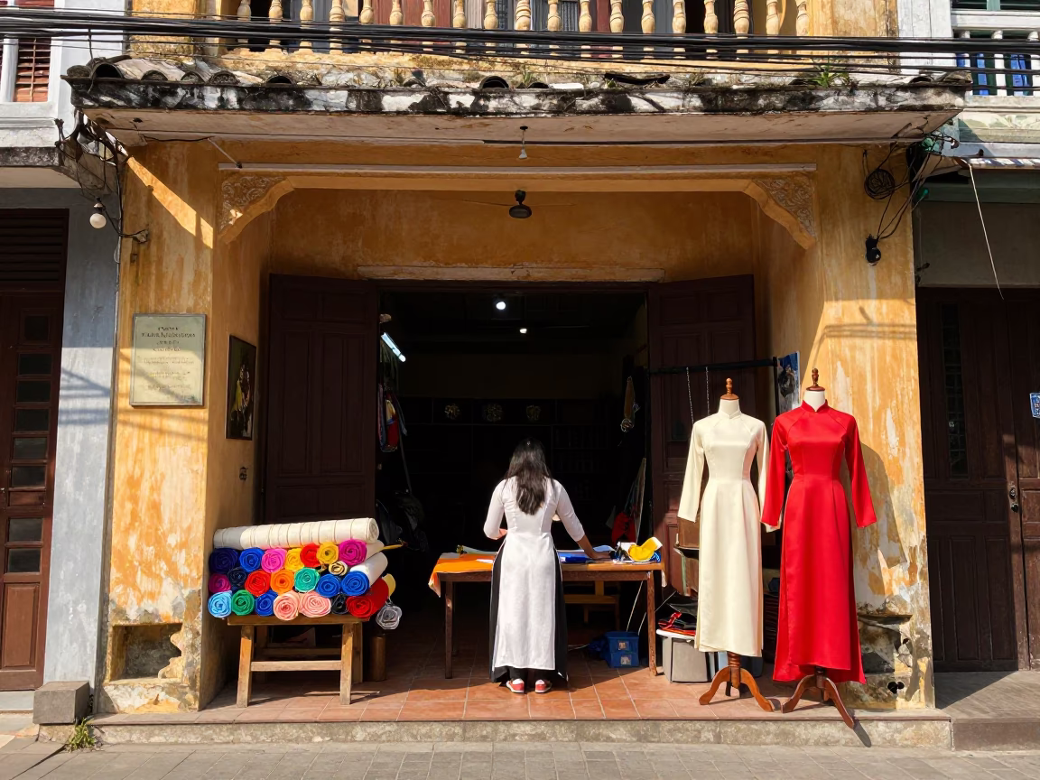 Tailor Working in Hoi An in in Hoi An, Vietnam