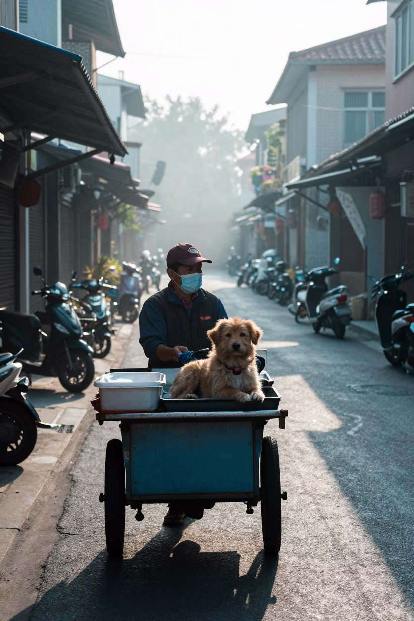 Tainan Dog at Early Morning Light in in Tainan, Taiwan