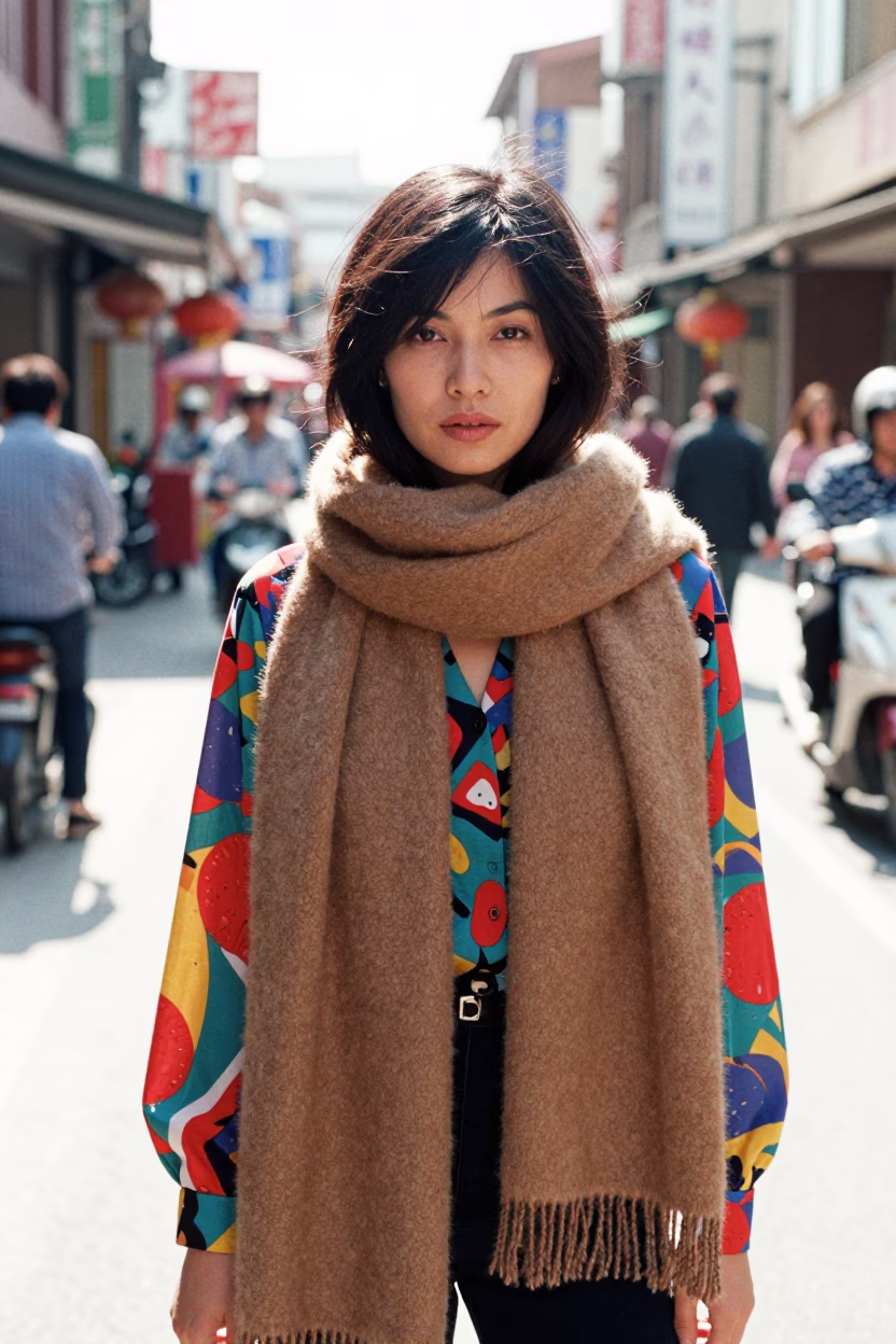Tainan Fashion Portrait at Bright Midmorning Light in in Tainan, Taiwan