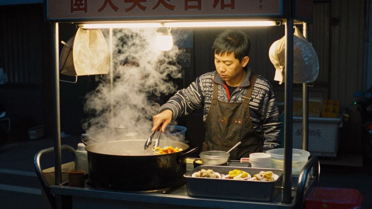Tainan Preparing Breakfast at The Predawn Darkness Light in in Tainan, Taiwan