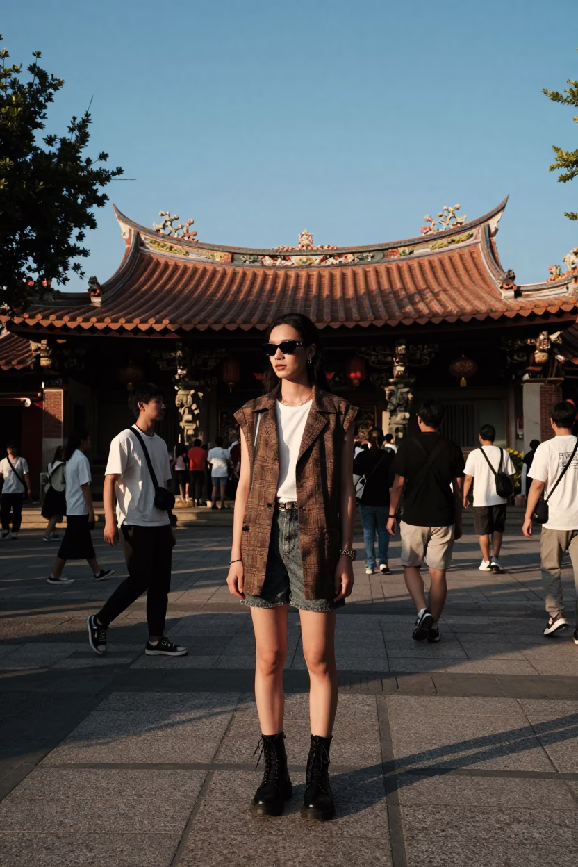 Tainan Street Fashion Photography Late Afternoon Light Local Culture Scene in in Tainan, Taiwan