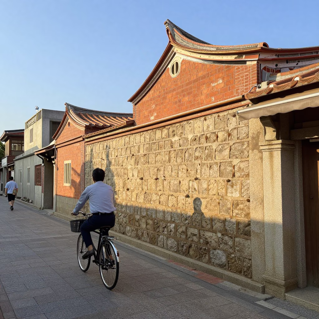 Tainan Street Scene at Afternoon Light in in Tainan, Taiwan
