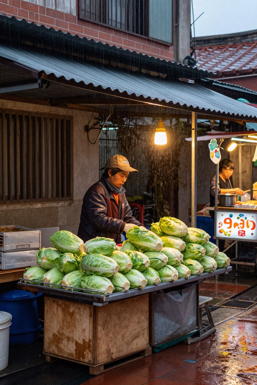 Tainan Street Vendor at Dusk Light in in Tainan, Taiwan