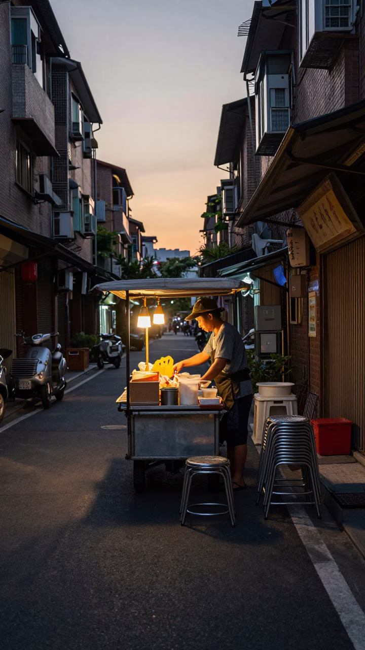 Taipei Evening Scene at Honeyed Evening Light in in Taipei, Taiwan