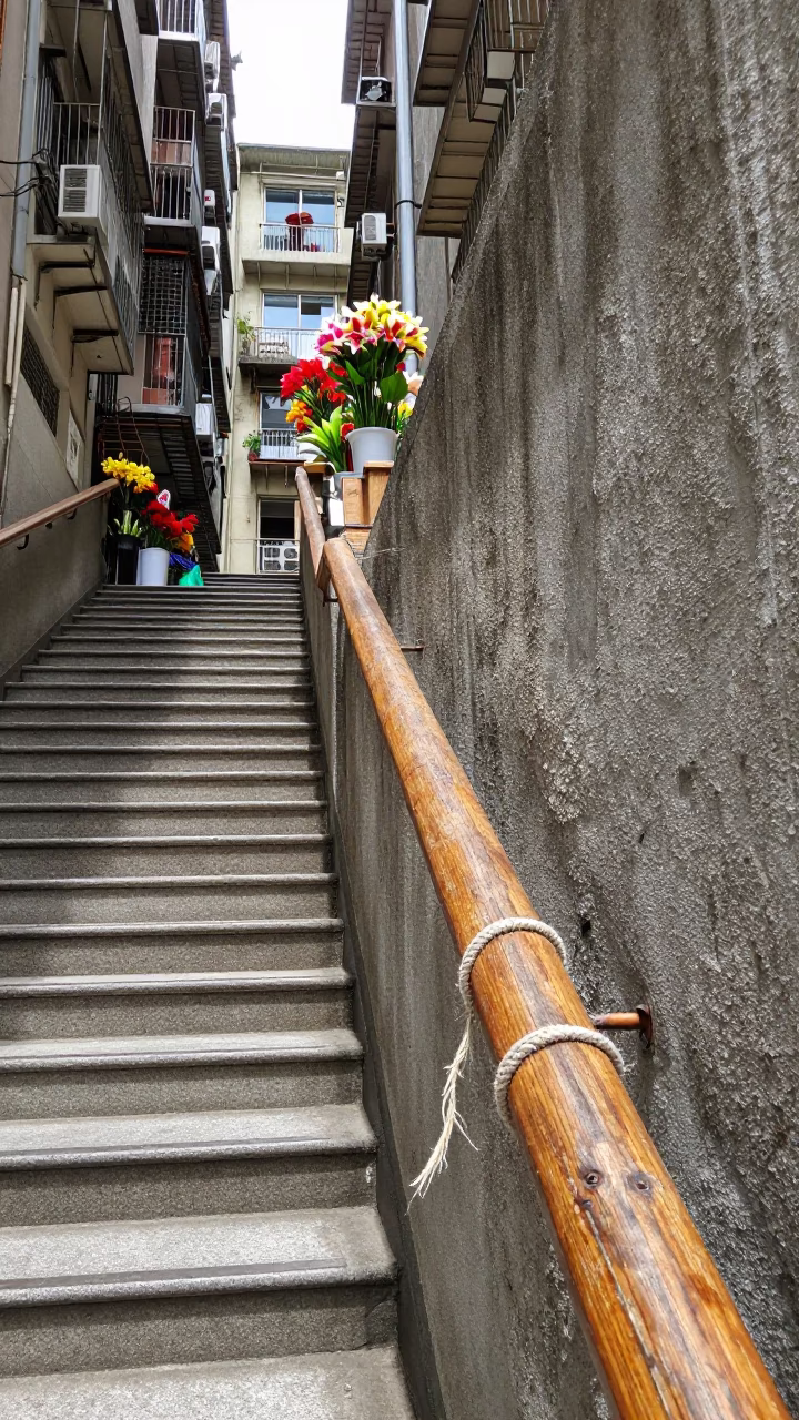 Taipei Stairwell at Flat Noon Light in in Taipei, Taiwan