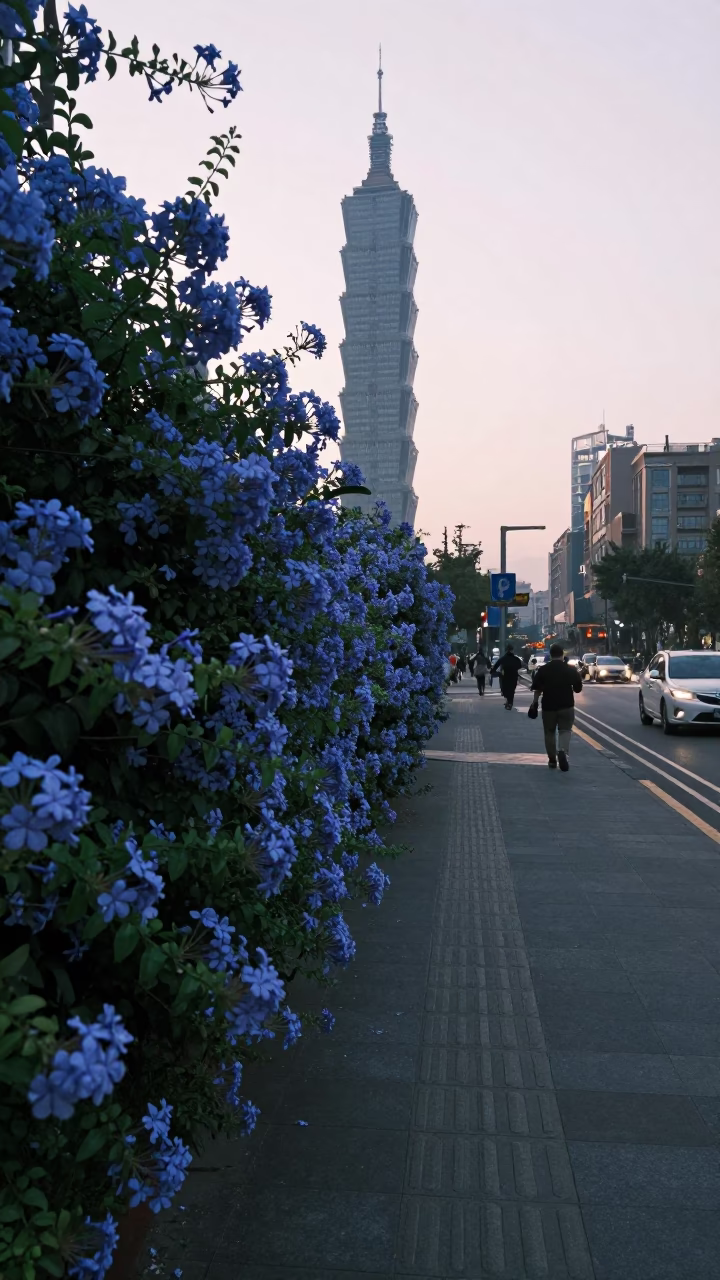 Taipei Street Life at The Early Morning Light in in Taipei, Taiwan