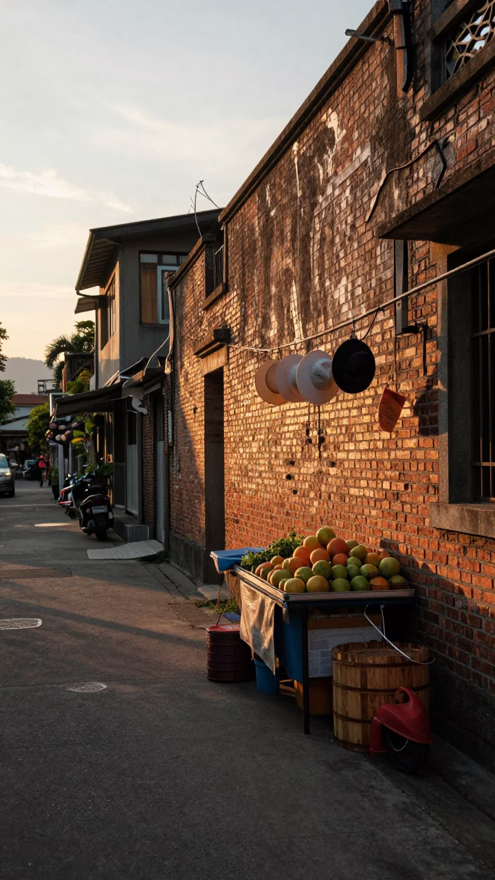 Taipei Street Scene at Golden Hour in in Taipei, Taiwan