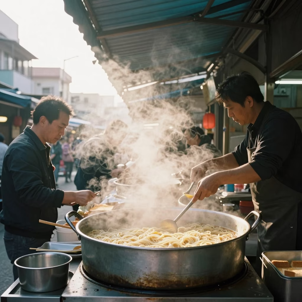 Taipei Toast Scene at The Late Morning Light in in Taipei, Taiwan