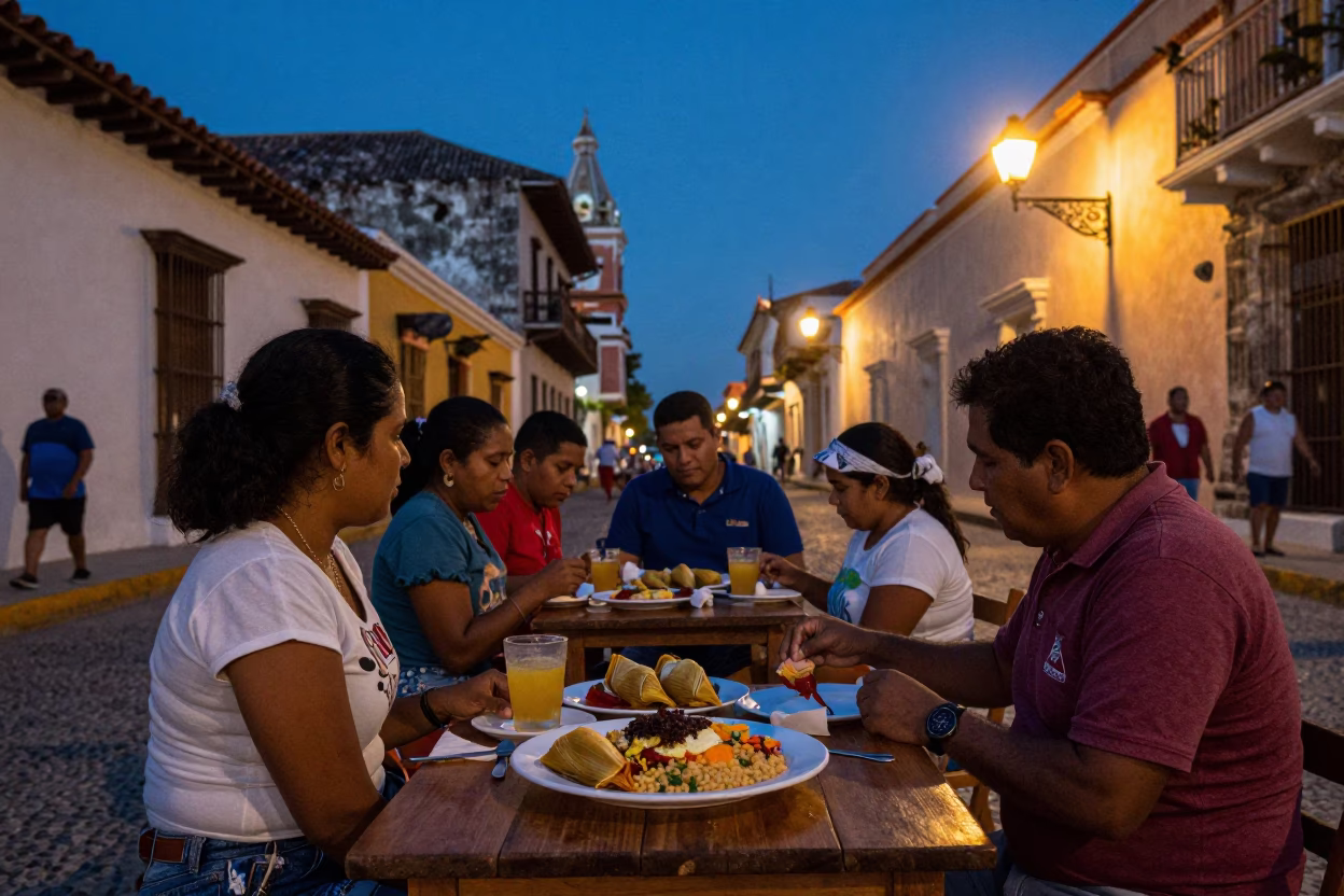 Tamales in Cartagena at The Last Blue Light Of Evening in in Cartagena, Colombia
