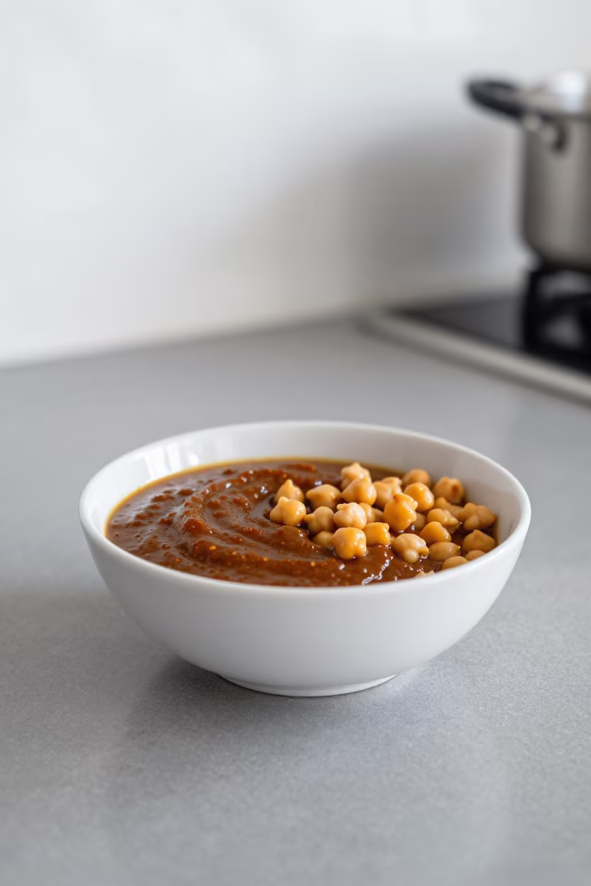 Tamarind Chaat Bowl on Managua Kitchen Worktop in on a kitchen worktop in Managua