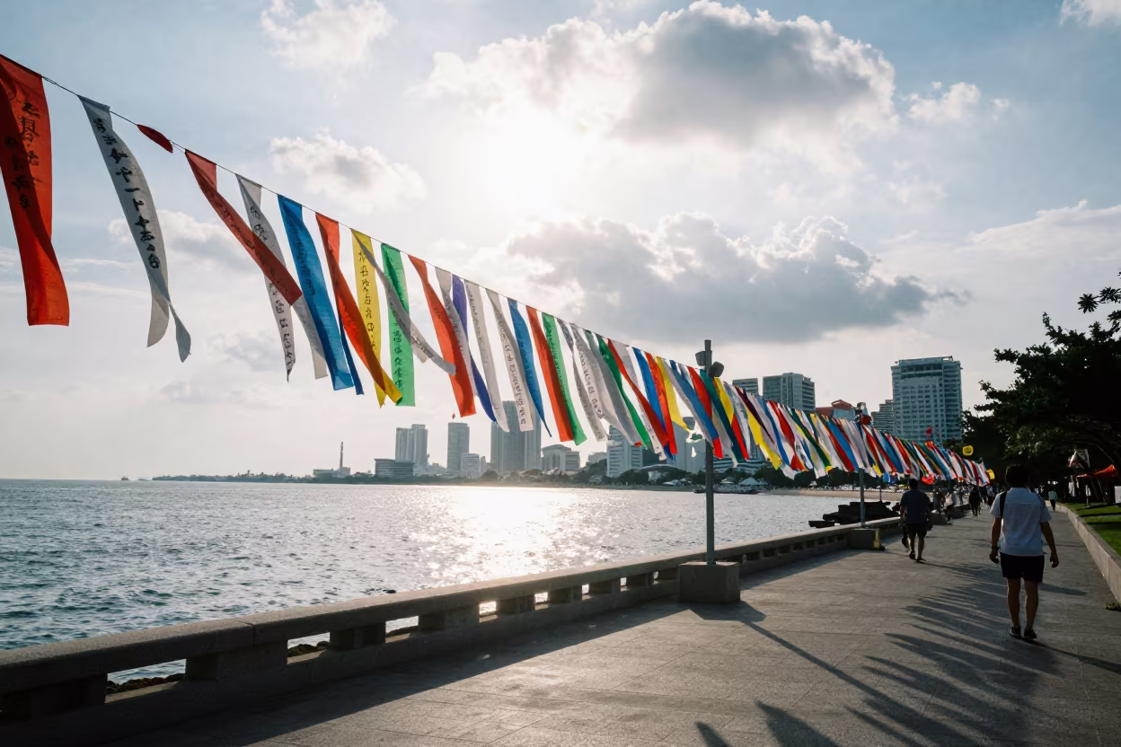 Tanabata Streamers Ho Chi Minh Waterfront Morning in at a waterfront celebration in District 4, Ho Chi Minh City