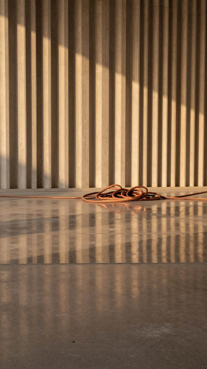 Tangled Rope in Concrete Lobby in inside a ribbed concrete lobby in Stoke-on-Trent