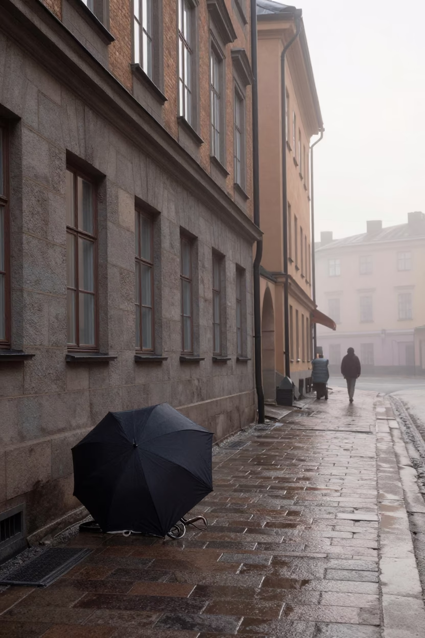 Tangled Umbrellas in Stockholm in in Stockholm, Sweden
