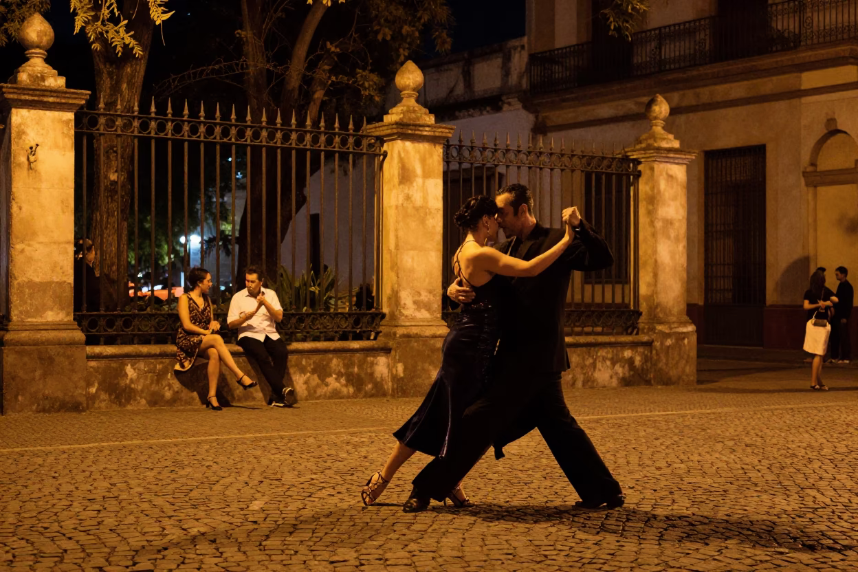 Tango Performance in Buenos Aires at Deep In The Night Light in in Buenos Aires, Argentina