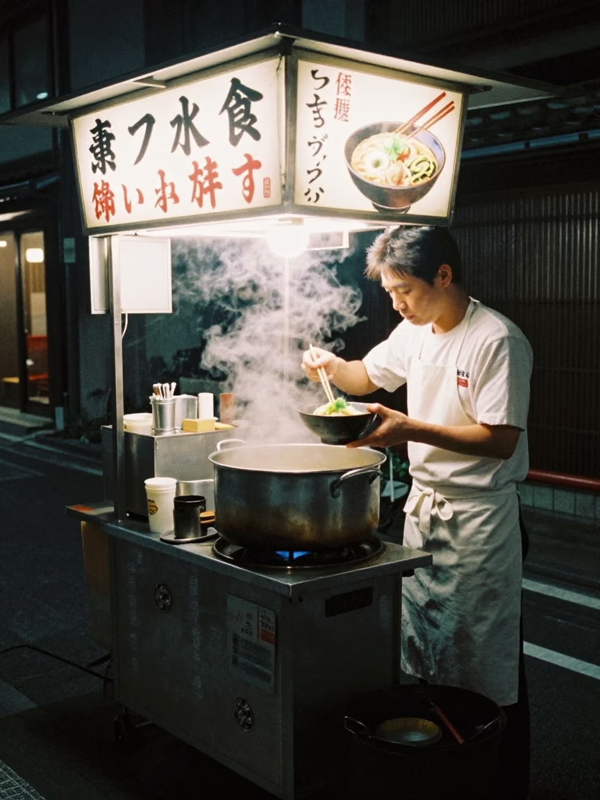 Tantanmen Ramen at Late At Night Light in Kyoto in in Kyoto, Japan