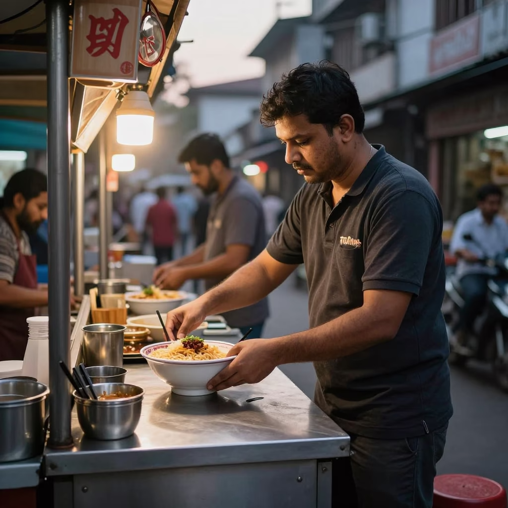 Tantanmen Ramen in Hyderabad at The Early Evening Light in in Hyderabad, India