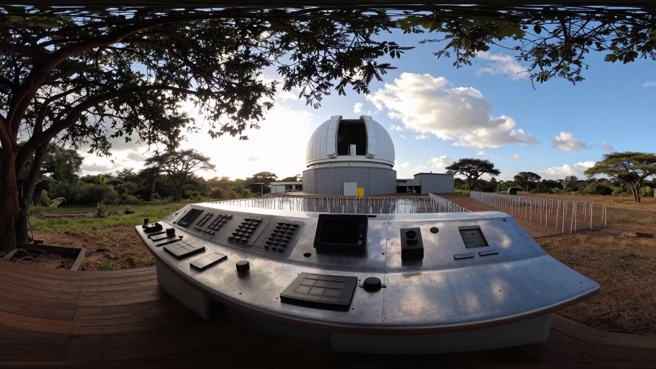 Tanzania Observatory Console Reflecting First Stars in beside a tidal survey transect in Tanzania