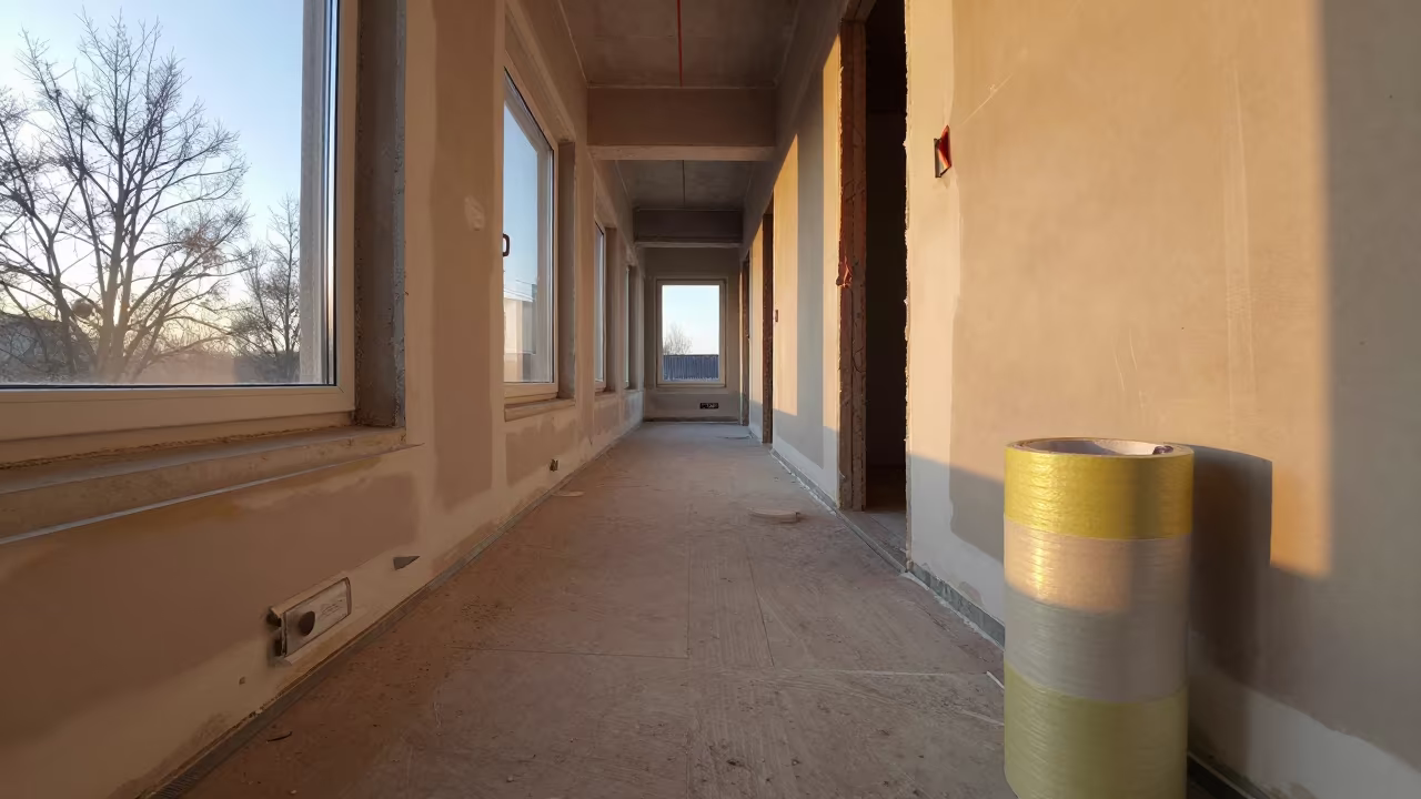 Tape Tub in Leipzig Corridor in inside an unfinished corridor in Leipzig