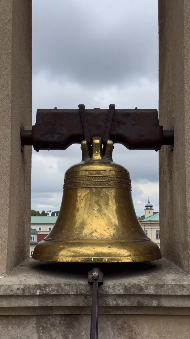 Tarnished Brass Bell in Krakow in in Krakow, Poland