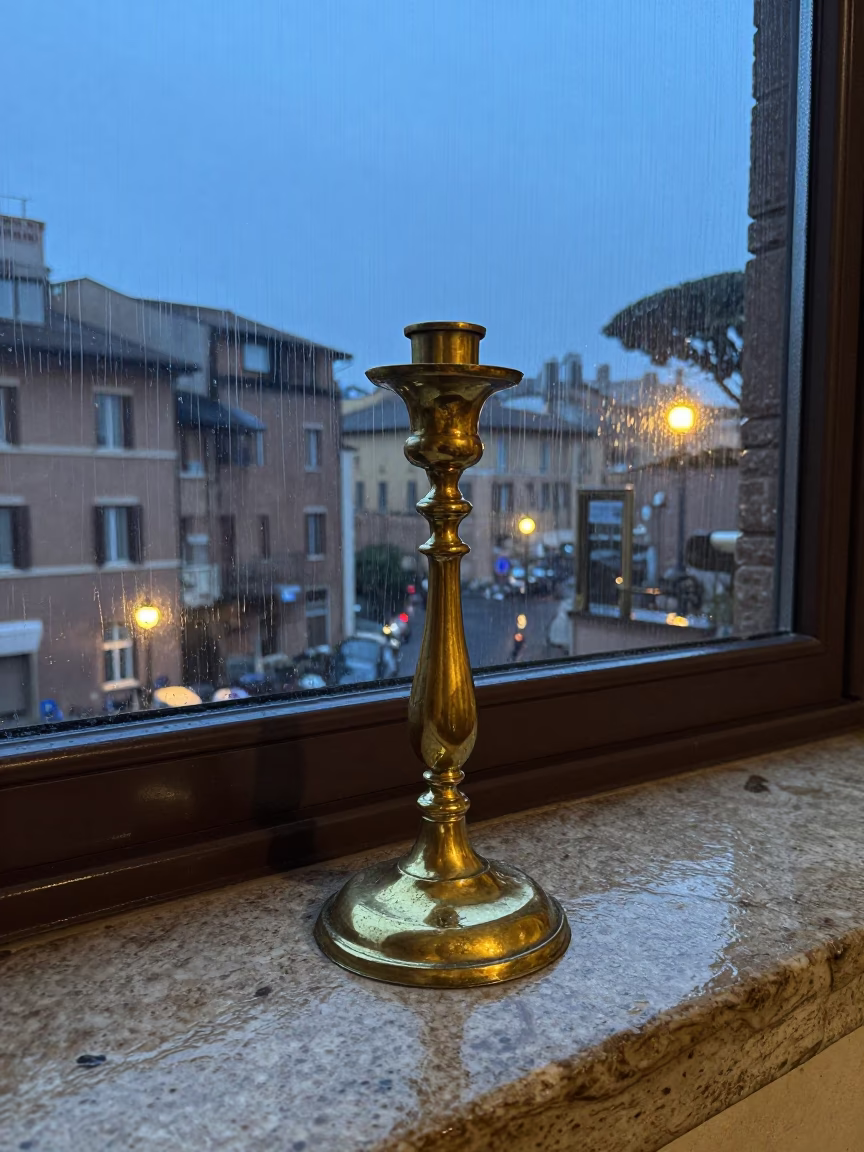 Tarnished Brass Candlestick in Rome in in Rome, Italy