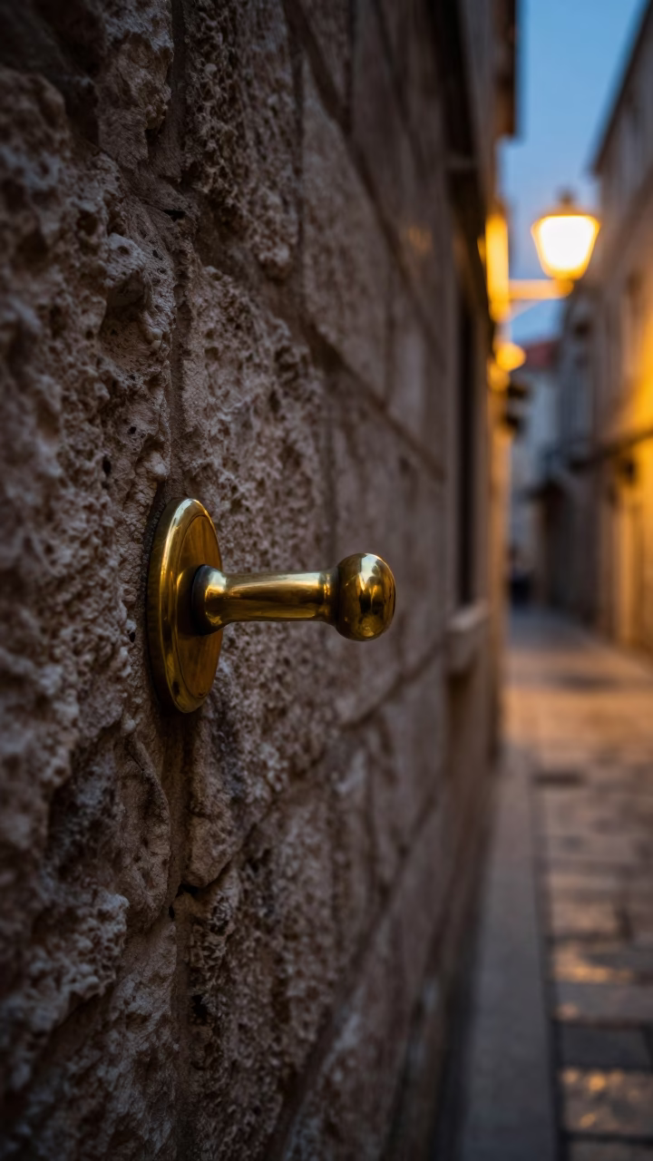 Tarnished Brass Door Handle in Dubrovnik in in Dubrovnik, Croatia