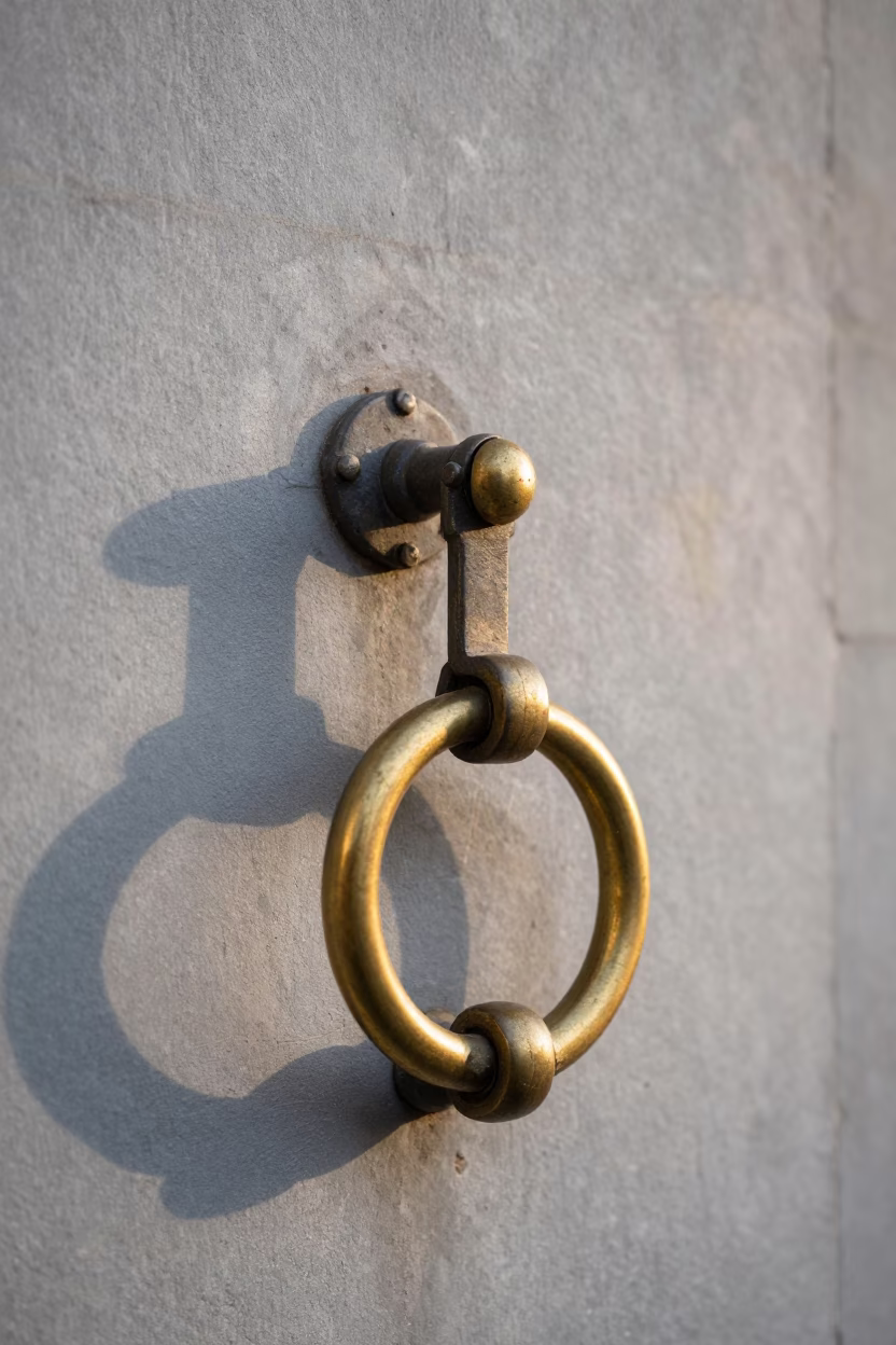 Tarnished Brass Door Handle in Paris in in Paris, France