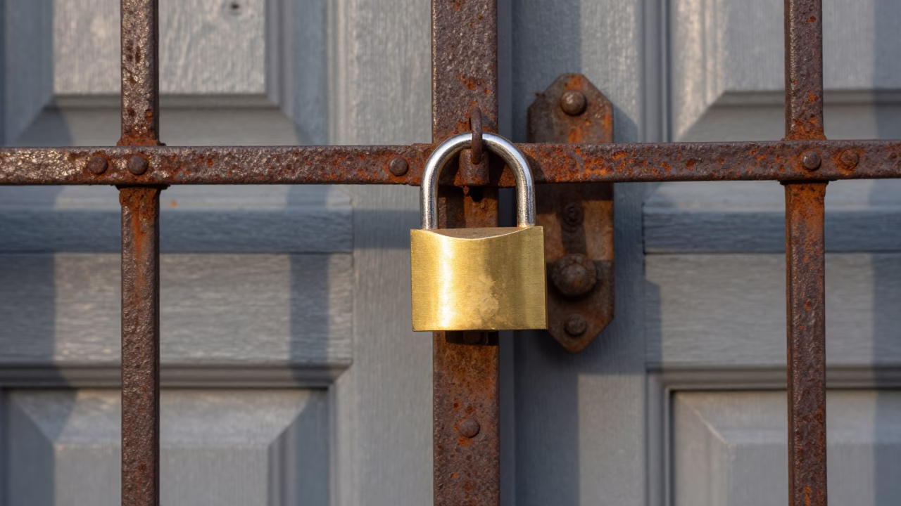 Tarnished Brass Padlock in Vienna in in Vienna, Austria
