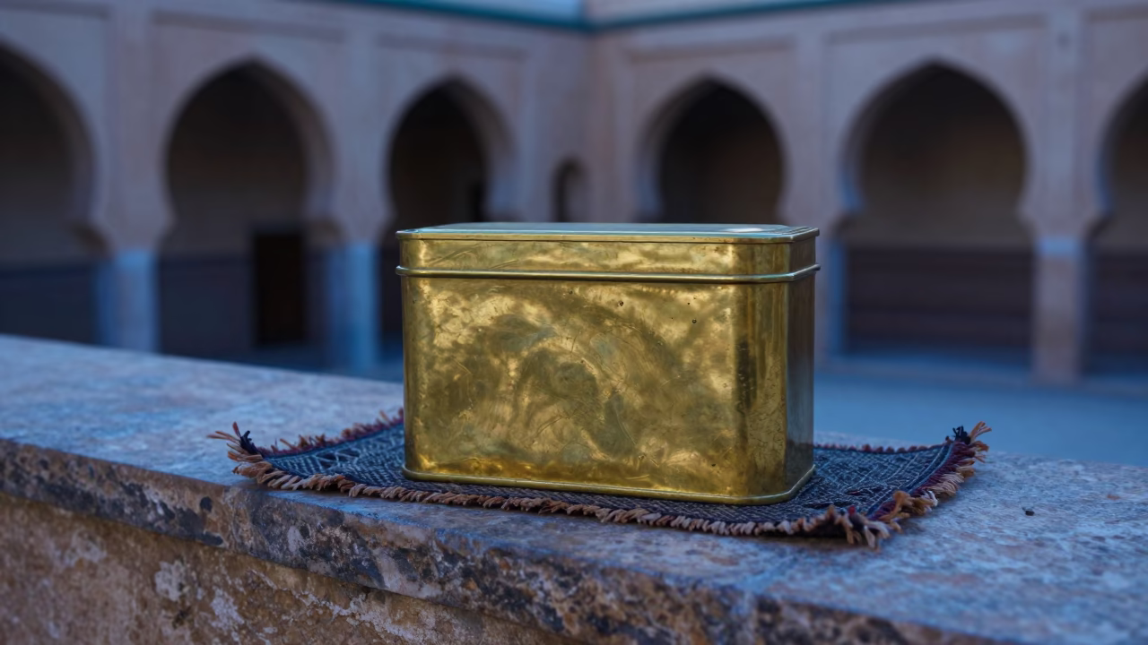 Tarnished Brass Tiffin Tin in Fez in in Fez, Morocco