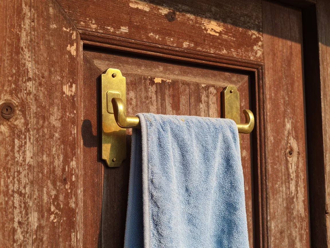 Tarnished Brass Towel Hook in Luang Prabang in in Luang Prabang, Laos