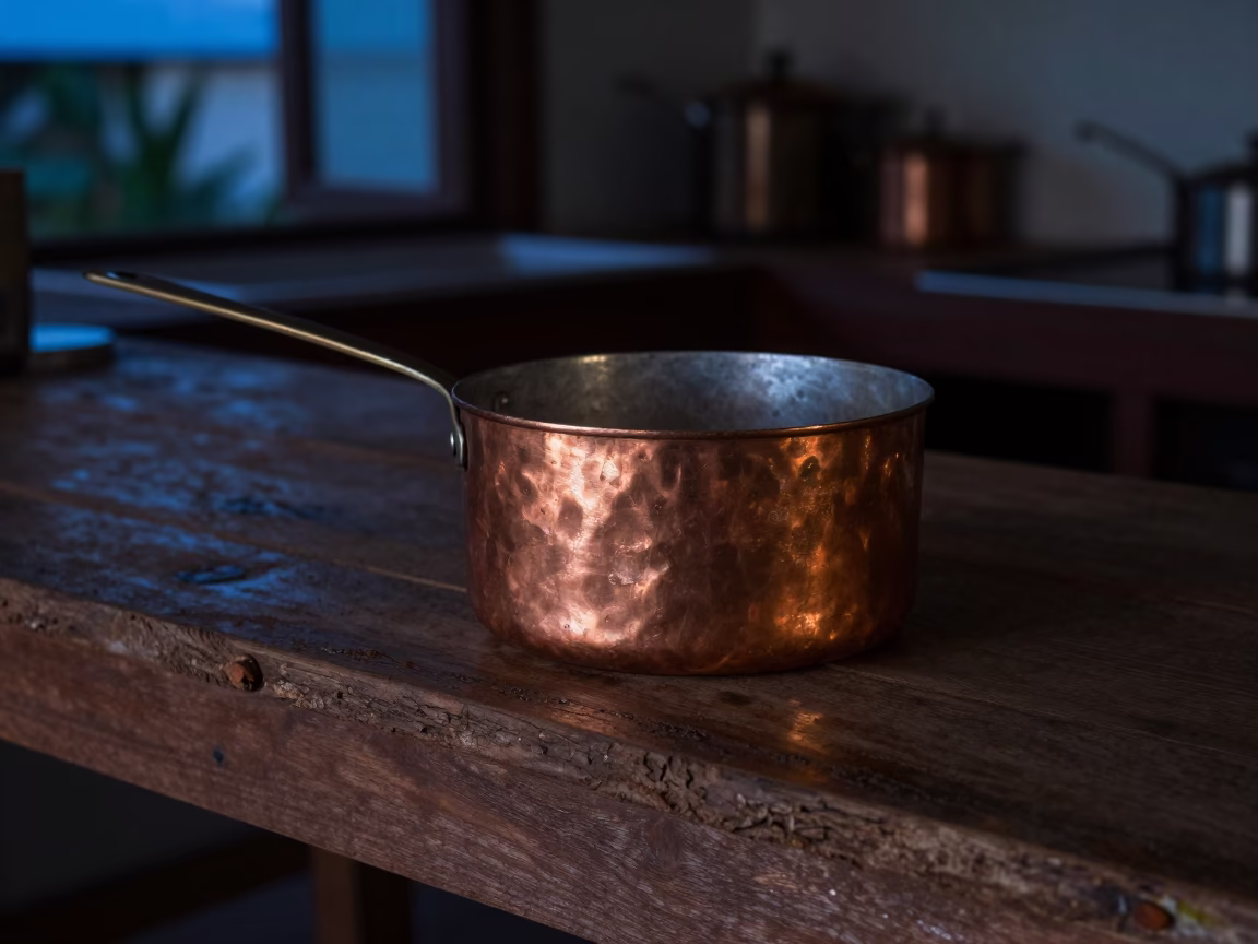 Tarnished Copper Pot in Phuket in in Phuket, Thailand