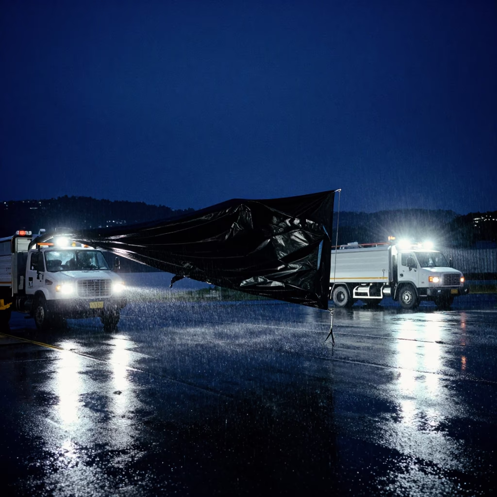 Tarp Snapping at The Deepest Night Sky Light in Wellington in in Wellington, New Zealand