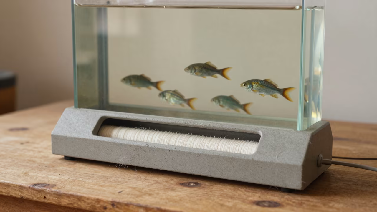 Tatting Shuttle Floating With Tropical Fish in on a wooden workbench near Eldoret