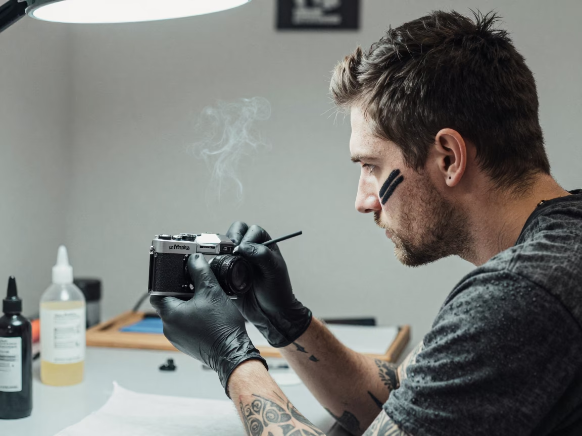 Tattoo Artist in Duluth Late Autumn Light in in Duluth