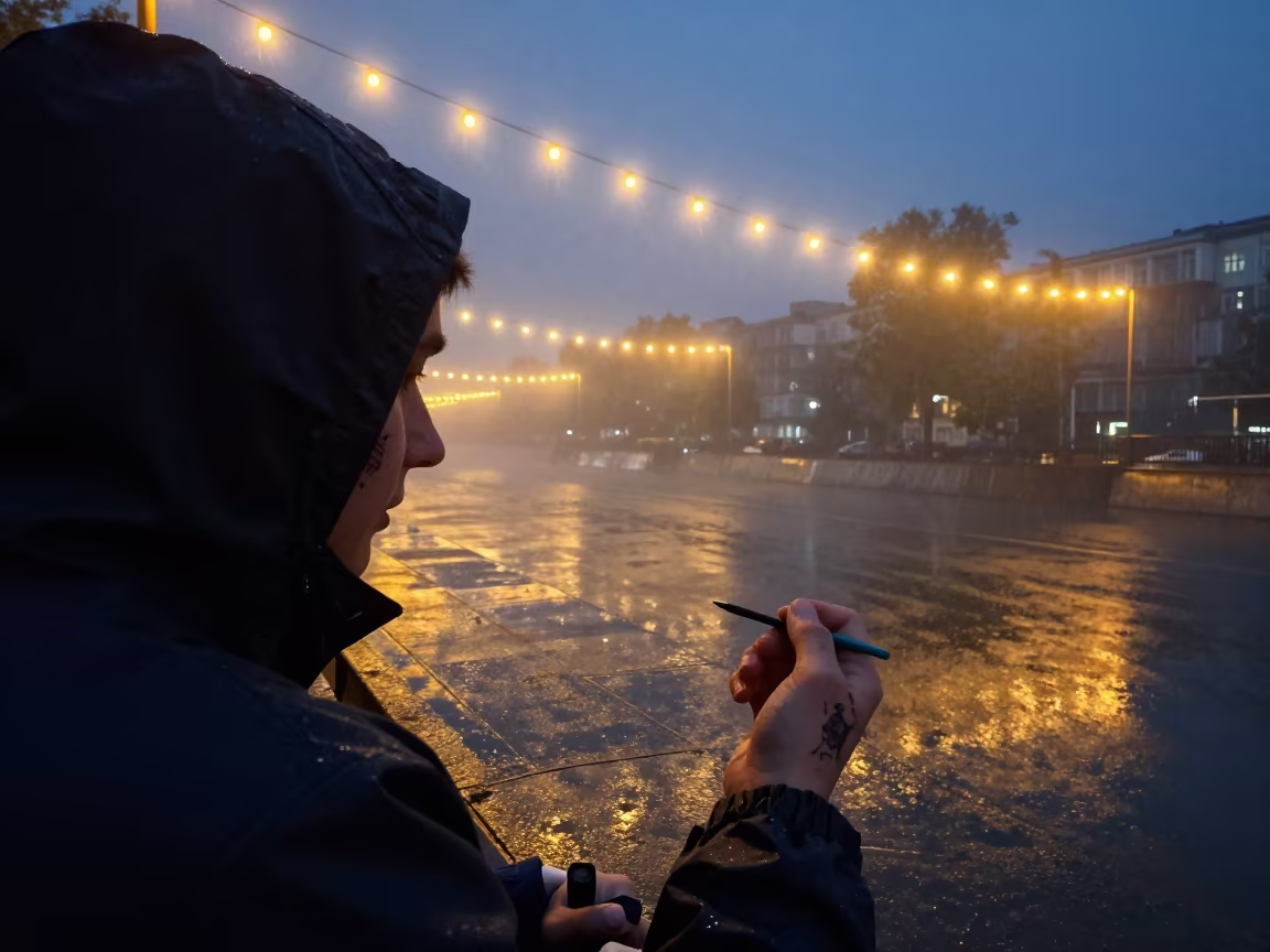 Tattoo Artist Midnight Canal Novosibirsk Fog in beside a canal in Novosibirsk