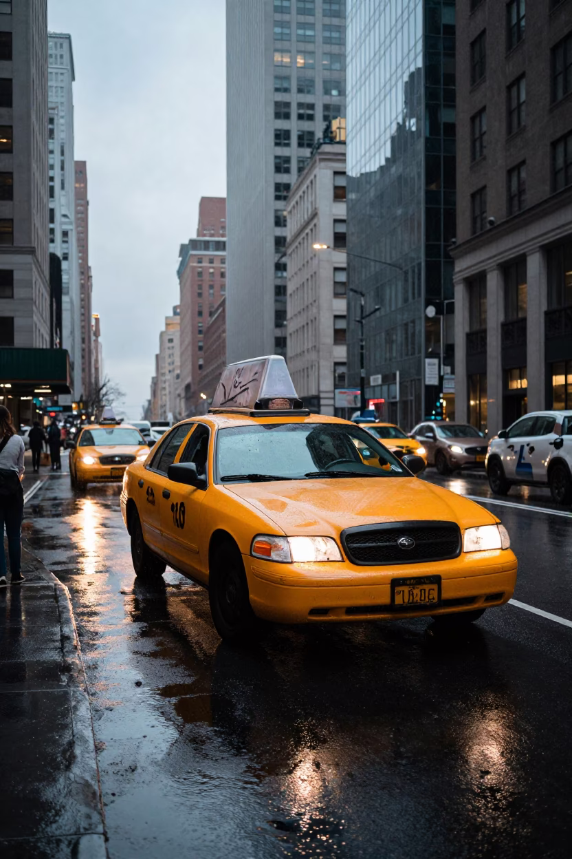 Taxi Cab at The Early Afternoon Light in New York in in New York, New York, United States