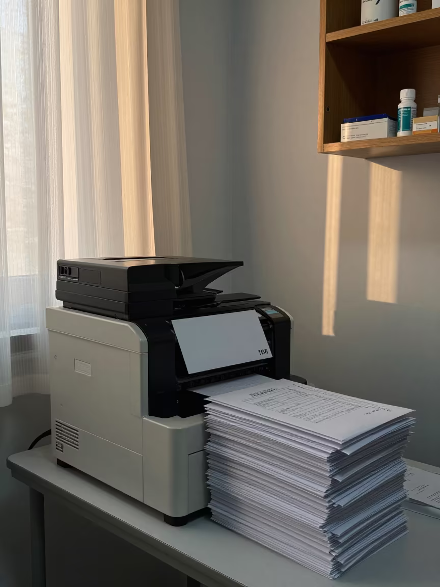 Taza Clinic Sorter Before Intake Wave in inside a clinic exam room in Taza