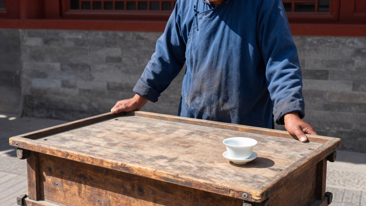 Tea Cup in Beijing at Flat Noon Light in in Beijing, China