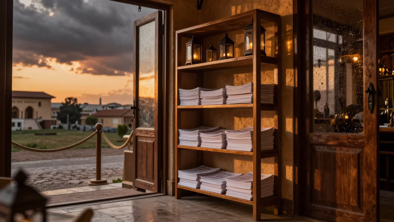 Tea House Shelf Evening Light El Oued in in a ceremonial hall near El Oued