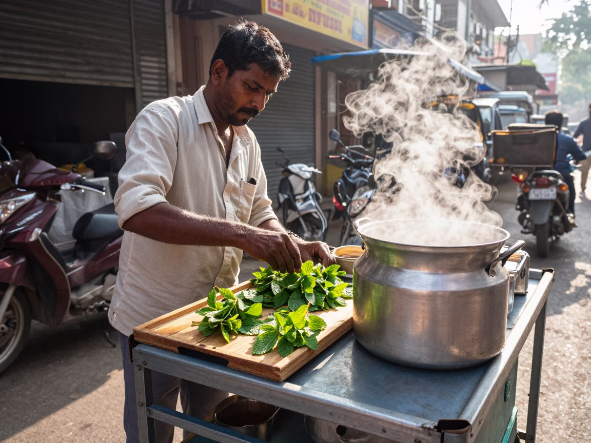 Tea in Chennai at Late Morning Light in in Chennai, India