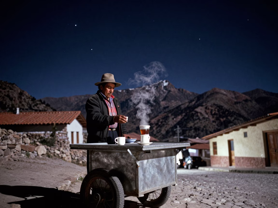 Tea in La Paz at The Deepest Night Sky Light in in La Paz, Bolivia